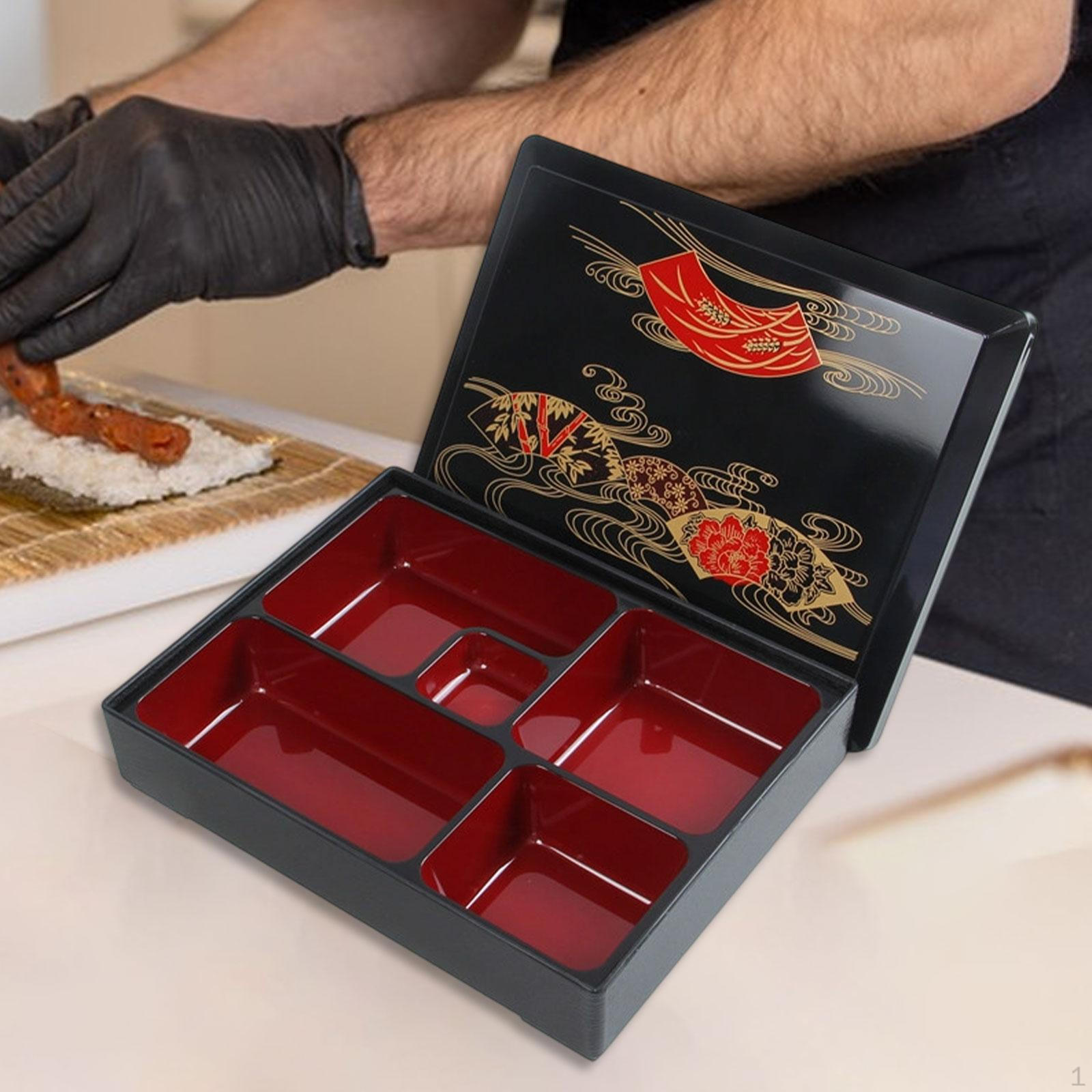 

Японский контейнер для еды бенто-бокс 5 отделений с крышкой,Традиционный,Поднос для суши,Сервировочное блюдо для M