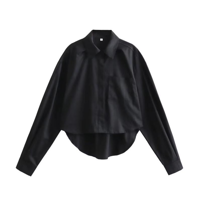 

2026 Spring European & American Style Cotton Twill Long-Sleeve Shirt Small чорний