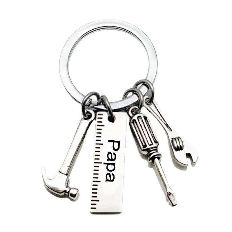 DIY Stainless Steel Father's Day Tool Keychain: Hammer, Screwdriver, Wrench - Perfect Gift for Dad