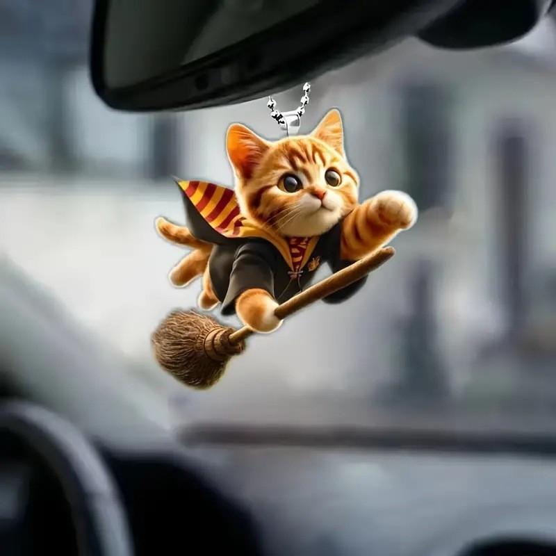 2d Cute Stylish Cat Acrylic Material Car Hanging Decoration Fun Accessory Backpack