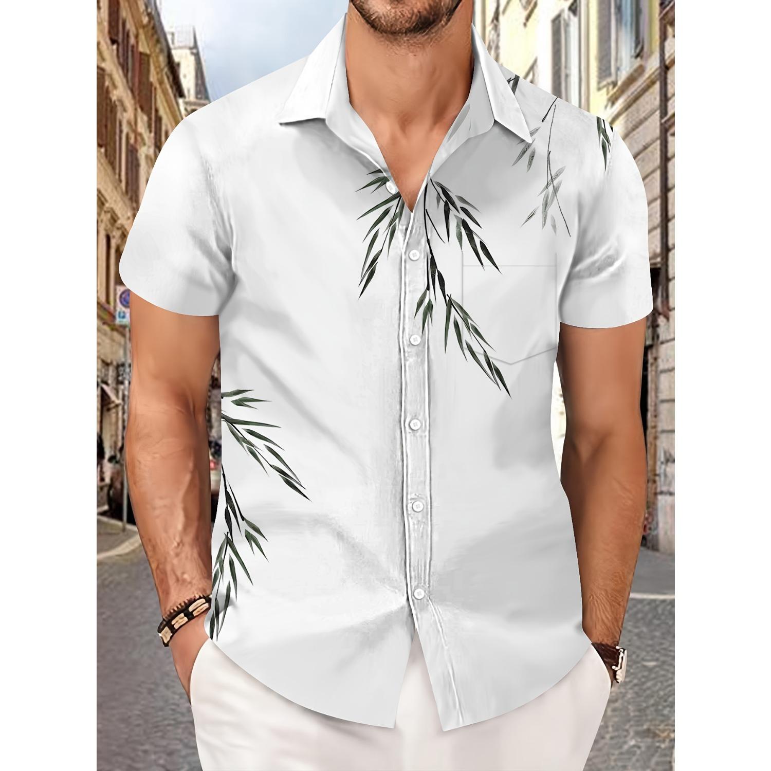 

Модная мужская повседневная рубашка с короткими рукавами на пуговицах с принтом, мужской топ 5XL