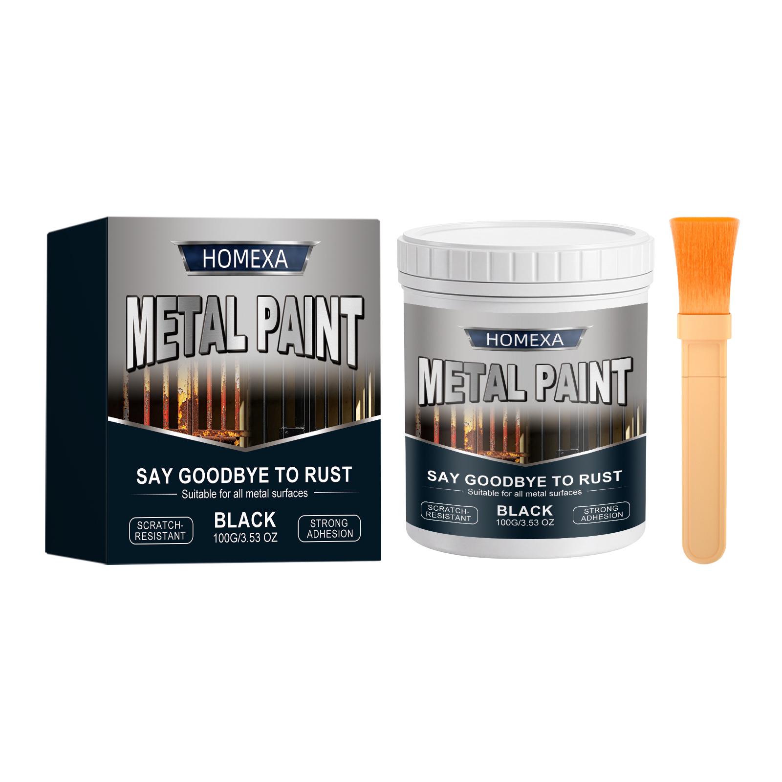 HOMEXA Black Metal Paint: Waterproof, Rust-Proof Bright Finish for Surface Refurbishment.