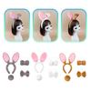 4-częściowy zestaw akcesoriów do kostiumu dla dorosłych króliczków dla dzieci, uszy królika, opaska na głowę, kokarda, nos królika na Halloween, Wielkanoc