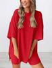 2025 Spring/Summer Loose Casual Solid Color Short-Sleeved Top and Shorts Set
