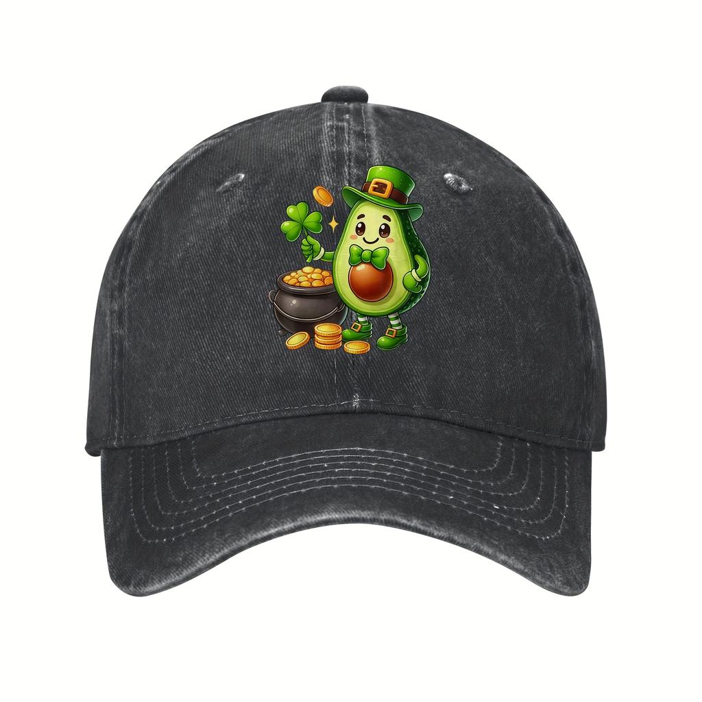 Avocado Leprechaun St Patrick Day Baseball Cap Polyester Casual Print Hat for Unisex Adults