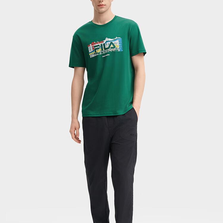 New FILA T Shirt Men's Emerald Green Curtain F11M438104F-KK