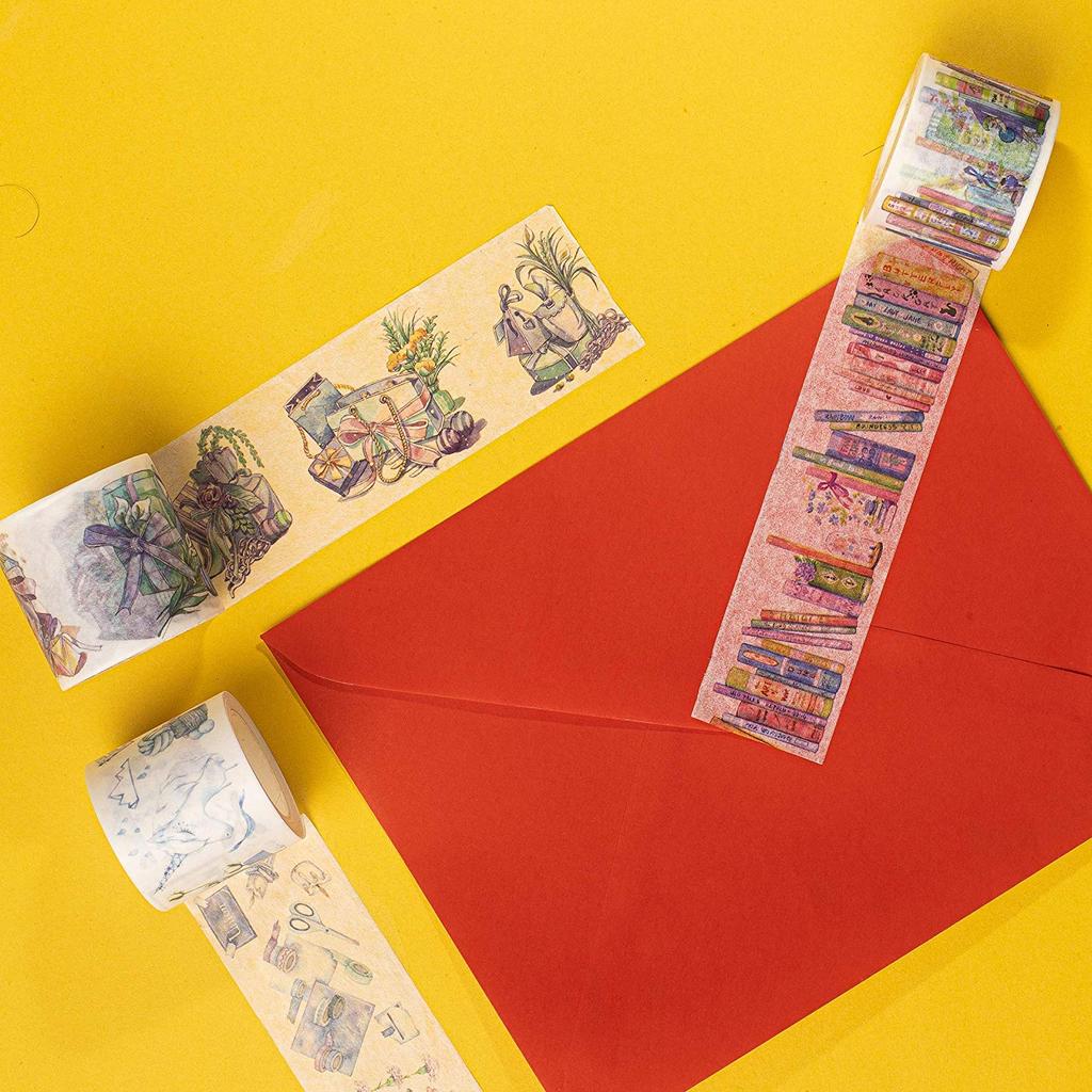 Navy Peony Colorful Book Line Washi Tape Set 30mm x Cute Japanese Decorative Tape Purple Adhesive Tape for Decorating and More Wide Washi Tape Roll