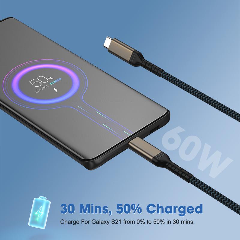 USB 3.2 Gen 1 Type C Cable For Macbook iPhone 16 Samsung Phone iPad 30cm 50cm Short 1M 2M 3M Long Male To Male Data Charger Cord