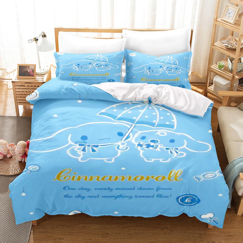 Cinnamoroll Bettbezug Queen Size Kinder Bettwäsche Set Set Bettwäsche Twin Sets Niedliches Gedrucktes Cartoon Bettdeckenbezug