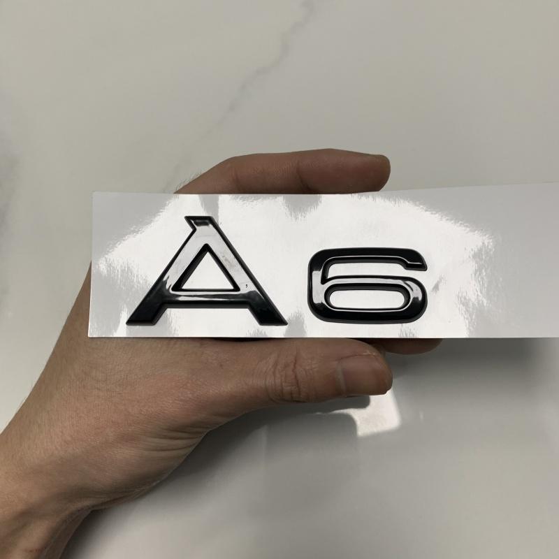B A6 4 Ring Logo ABS Black 2012-2024 Car Hood Front Grill Rear Trunk Emblem Badge Sticker Quattro Sline A6 Accessory refit