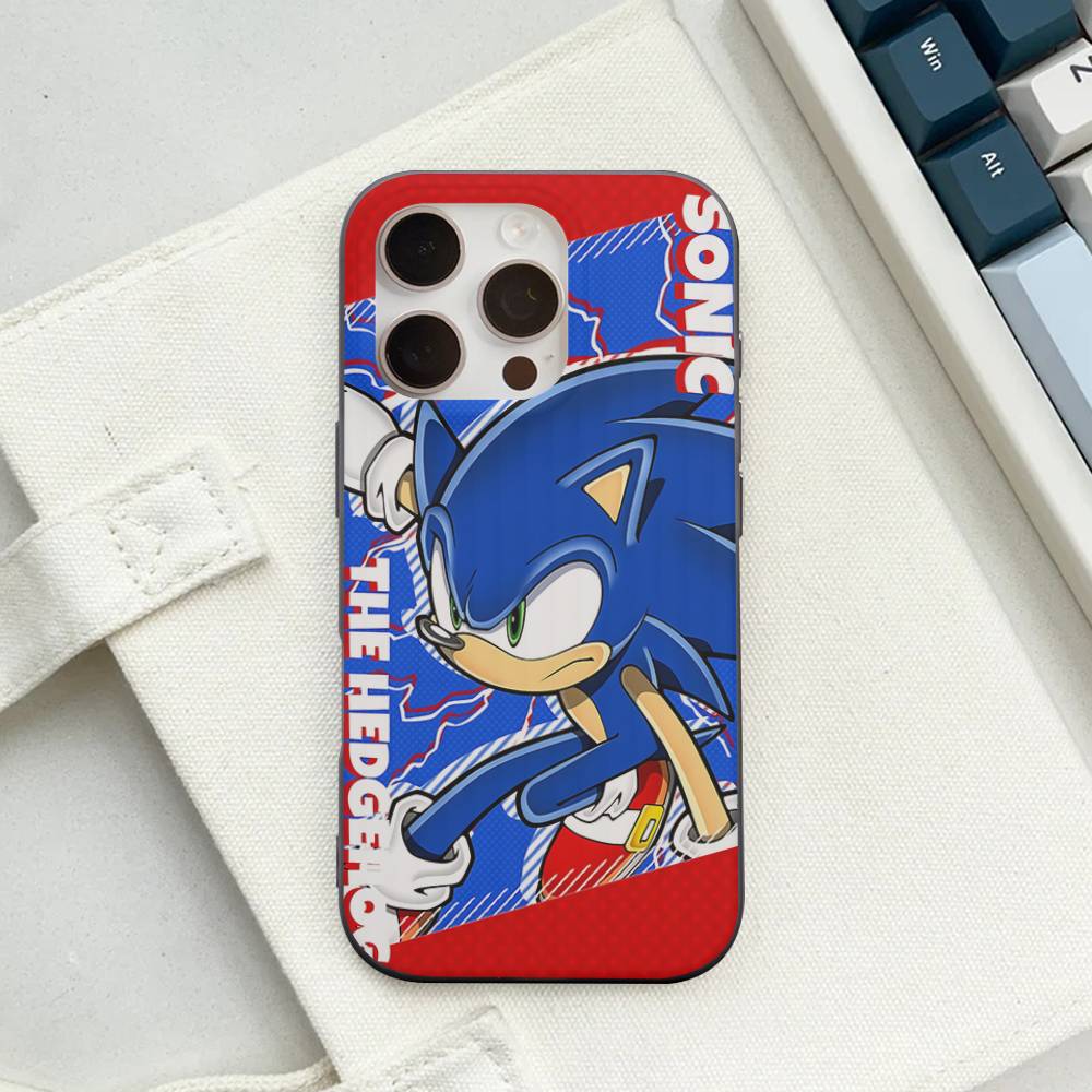 Anime S-Sonic H-HedgehogES For IPhone 16 15 14 13 12 11 17 Pro Max Plus Wave Corrugated Phone Case Anti Drop Cover