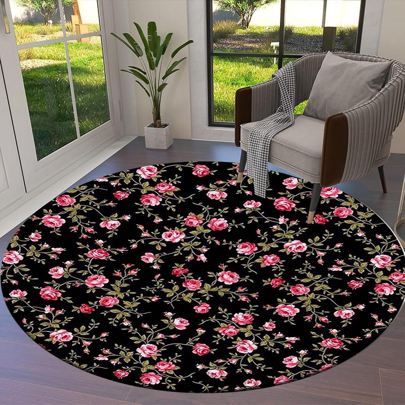 1pc Office Carpet Chair Mats Vintage Pink Rose Floral Pattern Perfect for Decorating Office Chairs, Living Rooms, Or Bedrooms.YDT177
