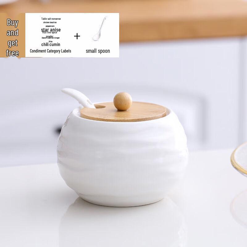 

Ceramic Seasoning Jar with Spoon and Labels