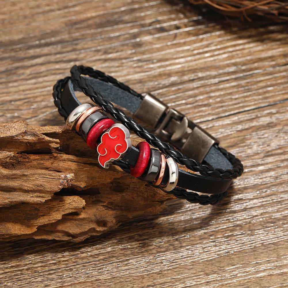 naruto anime peripheral Xiaotong Hongyun alloy bracelet personalized leather bracelet cartoon men bracelet birth date present