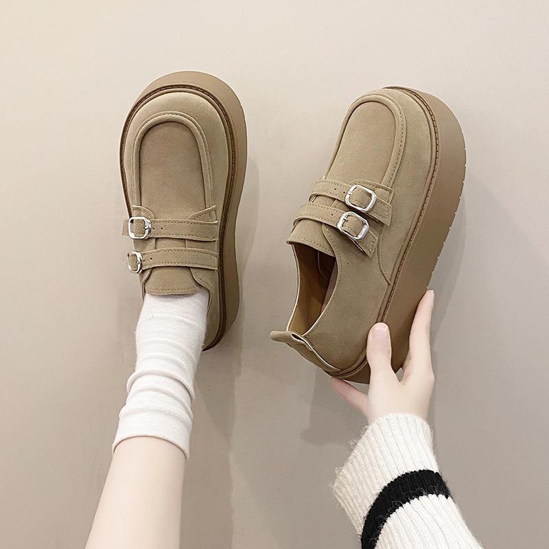 Retro Platform Women's New Spring One-pedal Single Shoes with Skirts Student Shoes