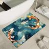 3D Optical Illusion Fish Area Rug Realistic Ground Crack Floor Carpet Non Slip Indoor Doormat for Living Room Bedroom Entryway Bath
