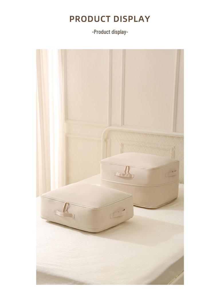Anqin Moisture-Proof Quilt Storage Bag - Large Capacity, Thickened, Silk & Cotton Compatible, Rice White