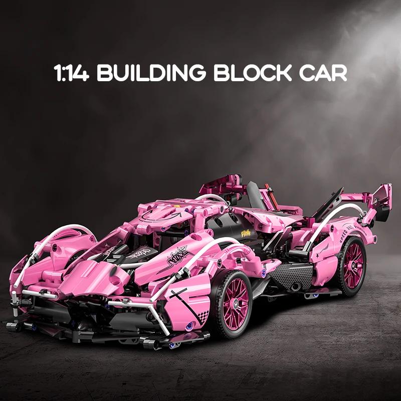 1:14  Technic V12 Pink Concept Super Race CarDesign Building Blocks Bricks Model Birthday Thanksgiving Gift for Girls Childrens