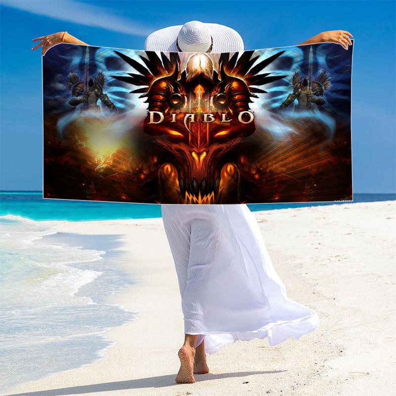 Diablo Print Beach Towel, Large Soft Quick Dry Towel for Beach Camping Swimming