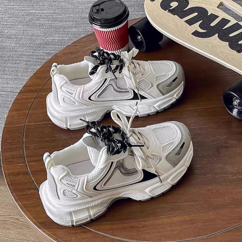 

Dad shoes two-color shoelaces 2025 autumn new models show feet small platform sneakers show thin small casual women s shoes 37 білий