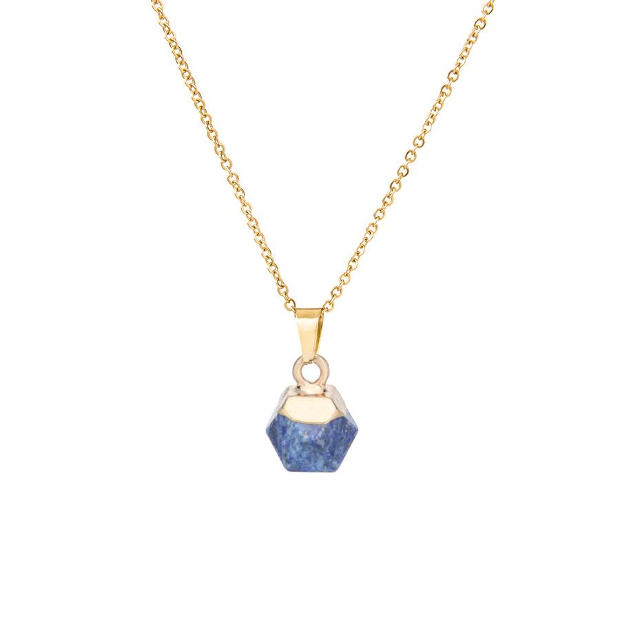 Natural Stone Neckalce Irregular Natural Stone Crystal Pendant Necklace Natural crystal pendant section hexagonal clavicle chain