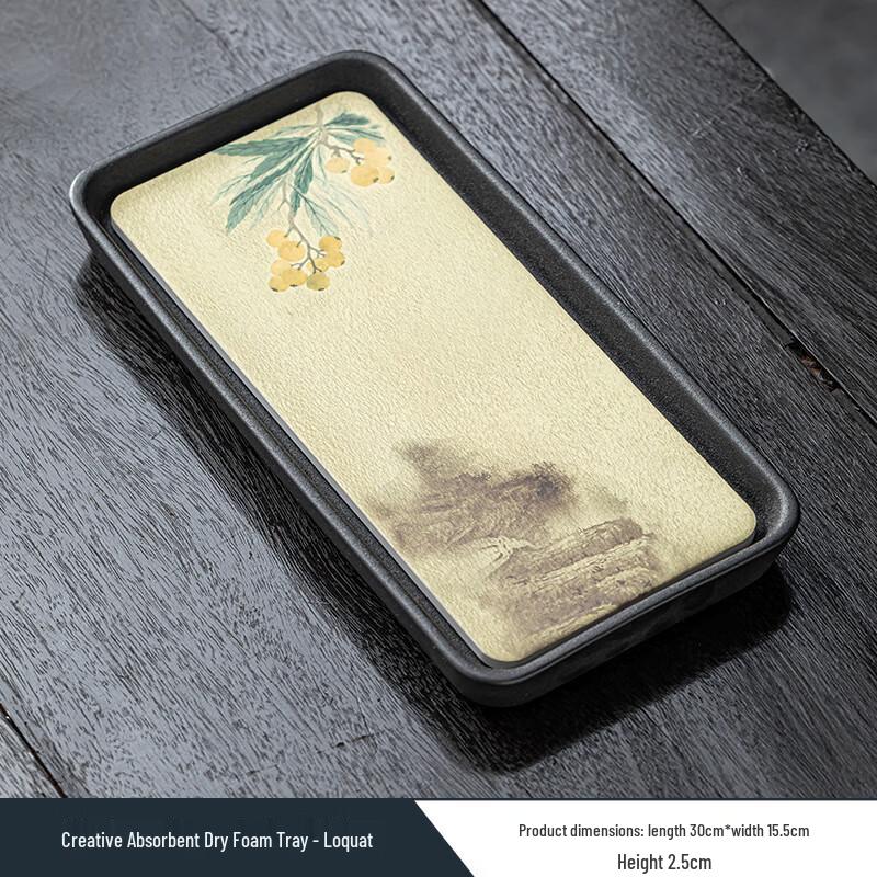Retro Black Ceramic Water-Absorbing Tea Tray