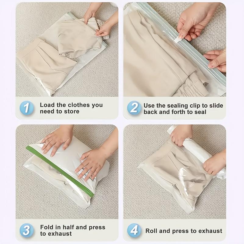8pcs Hand-rolled Household Vacuum Compression Bag Luggage Special Travel Clothes Storage Bag Down Jacket Clothes Storage Bag