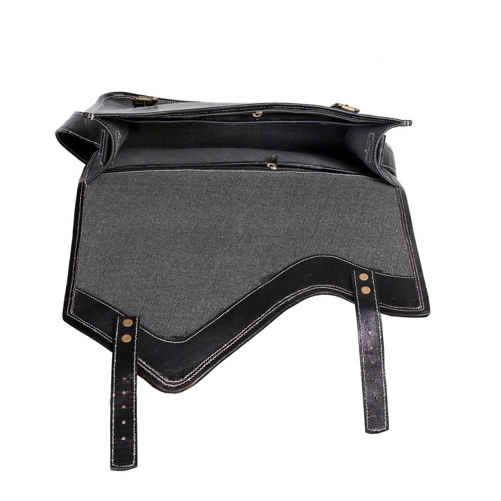 Leather Messenger Bag: 15" Black Laptop Shoulder Satchel Crossbody Gift for Men and Women