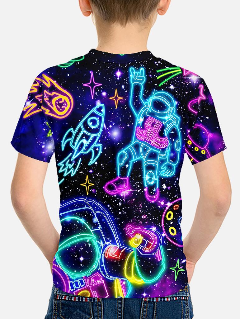 T-shirty Korean Children's Clothes 2025 Kids Neon Colorful Light Spring Clothes Children's Boy's Clothing Tops T-shirt for a Boy