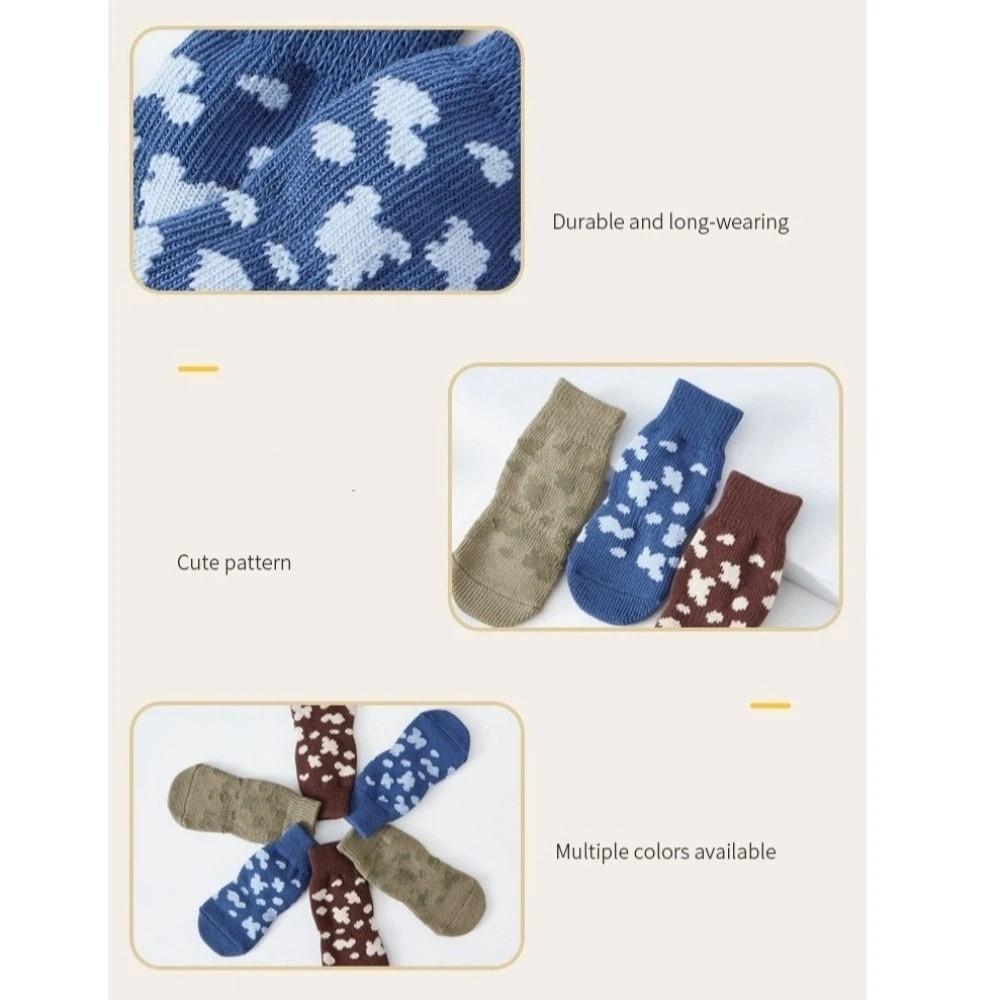 4PCS Wear Resistant Dog Anti-slip Socks Elastic Pet Floor Socks Pet Footwear  for Dogs Cats