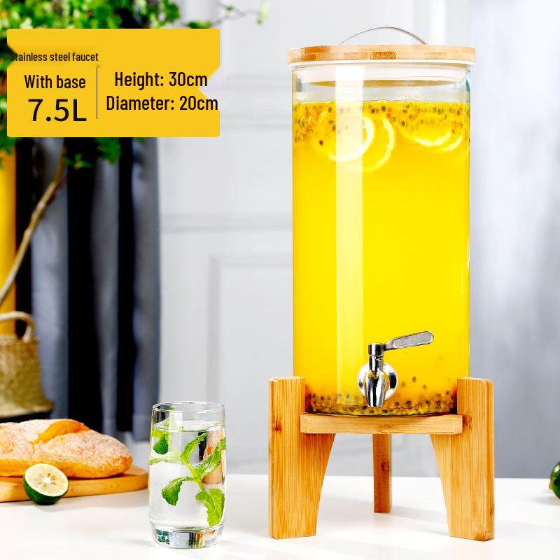 Large Capacity Glass Beverage Dispenser with Faucet for Cold Drinks and Fruit Tea