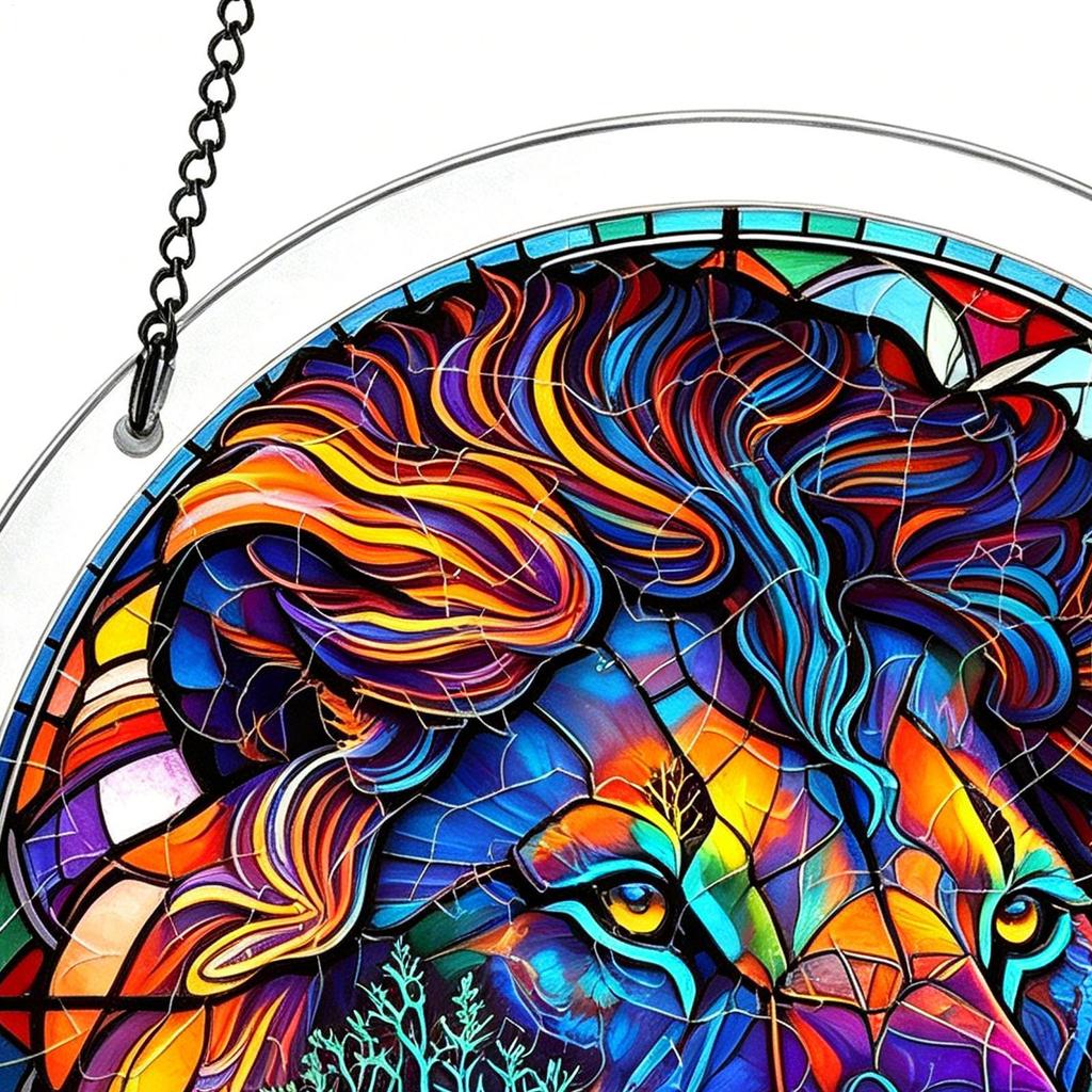Jigsaw Puzzle Suncatcher Animal Pattern Art Ornaments 7.48 Inches Window Suncatcher For Home Living Room Window Outdoor Patio