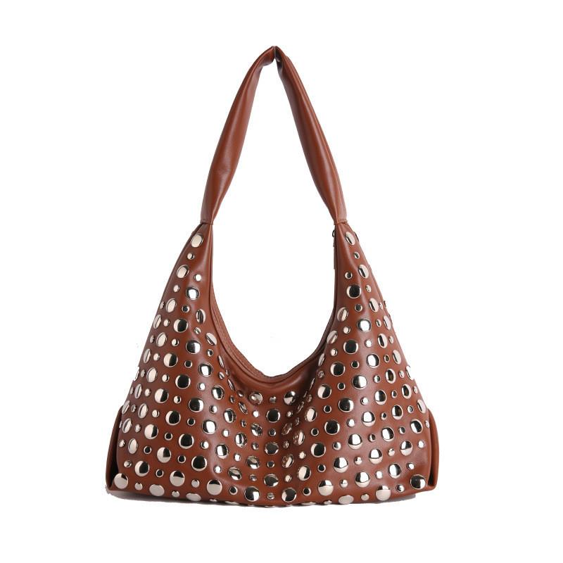 Borsa Piccola Sottobraccio Vintage da Donna con Borchie in Ecopelle a Tracolla per Uso Quotidiano