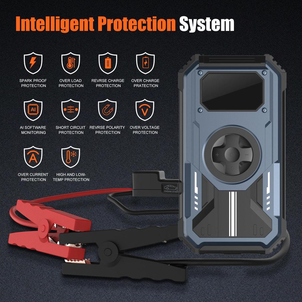 Car Jump Starter Booster Power Bank Battery Charger With 150PSI Air Compressor Eigotrav PD-270 12V 6000A 12000mAh
