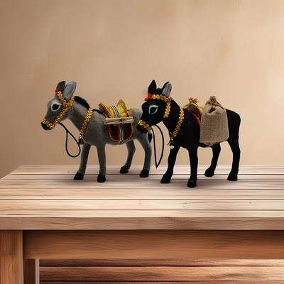 1 Stück Handgefertigter Esel Geblasenes Schwarzes Ornament Handgefertigte Feiertagsdekoration Bauernhoftier-Sammlung für Weihnachtsbaum Geburtstagsgeschenk