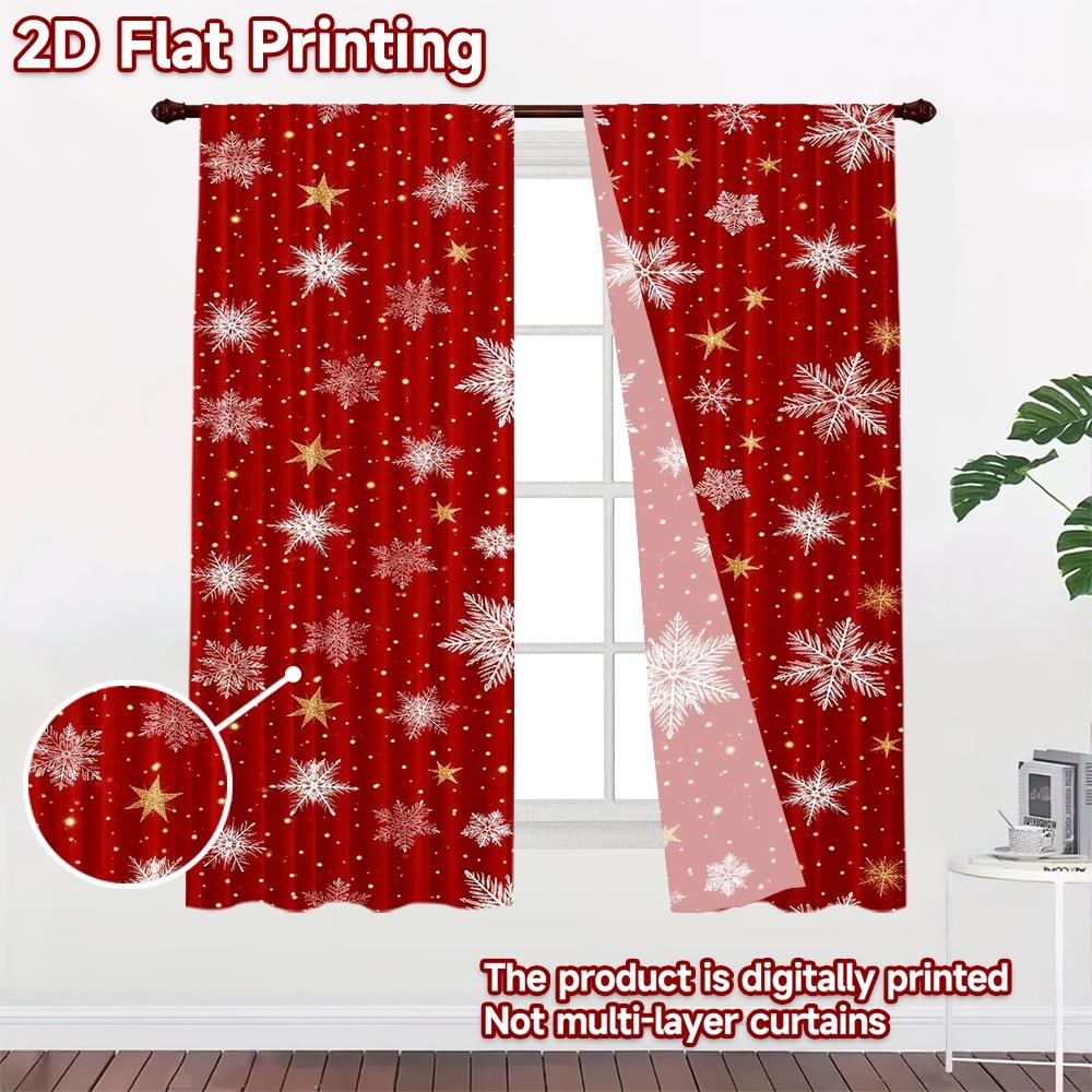 2D flat printing 2pcs Curtain Party Curtain Christmas Snowflakes and Stars Digital Printed Polyester Drapes Party Decorations