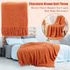 Brown Throw Blanket For Couch, Bed, Boho Decorative Chocolate Brown Knit Throw,Halloween Blanket For Bedroom Sofa Halloween Decor