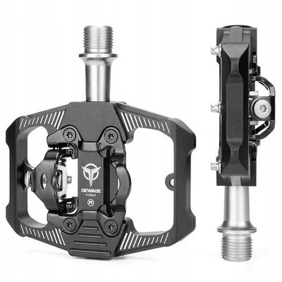 GEWAGE Dual-Function SPD Platform Bicycle Pedals with Black Cleats