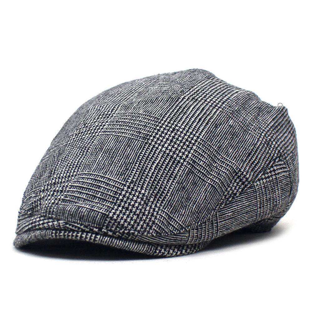 

New casual plaid beret men s retro versatile cap autumn and winter elderly hat Adjustable