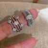 Y2K Sweet Cool Zircon Exaggerated Ring Women Hollow Grid Stackable Opening Adjustable Ring Personality Exquisite Jewelry Gifts