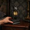 Collectible Horror Ornaments Gothic Halloween Table Lamp, Spooky Raven Bat Skeleton Vintage Resin Skull Ornament LED Night Light for Party,