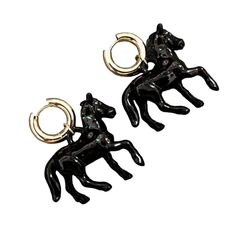 Exaggerated Sculpted Horse Pendant Earrings Stainless Steel Design Stereoscopic Ear Jewelry For Fashion Accessories