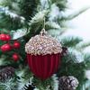 Wine Red Flocked Christmas Tree Ornaments: Various Shaped Hanging Decorative Balls for Holiday Scenery.