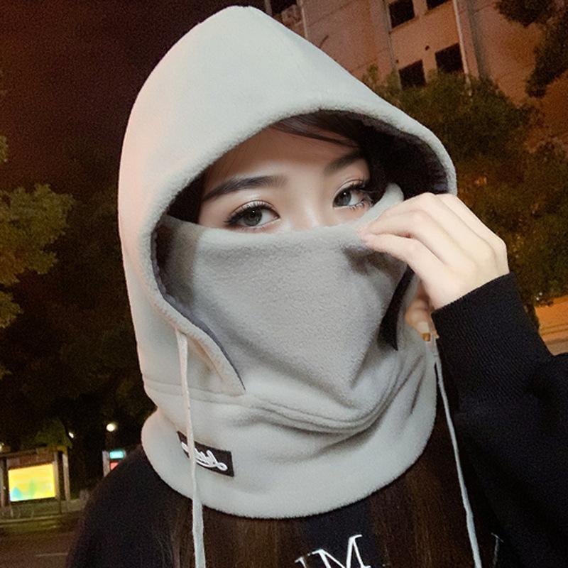 Windproof Hat for Men's New Winter Integrated Scarf Outdoor Cycling Ear Protection Warm Cotton Hat Cold Proof Plus Velvet Leeve Hat