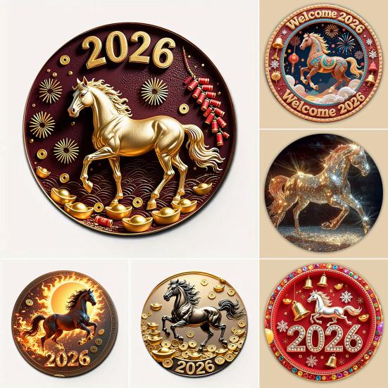 2026 Year of The Horse Fridge Magnet Acrylic Auspicious Horse Refrigerator Magnet Chinese New Year Festival Home Kitchen Door Locker Decoration