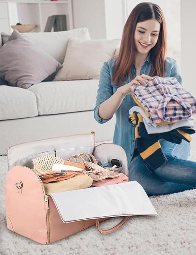 Large Foldable All-Black Travel Handbag for Women – Multifunctional Gym, Suit, and Luggage Bag