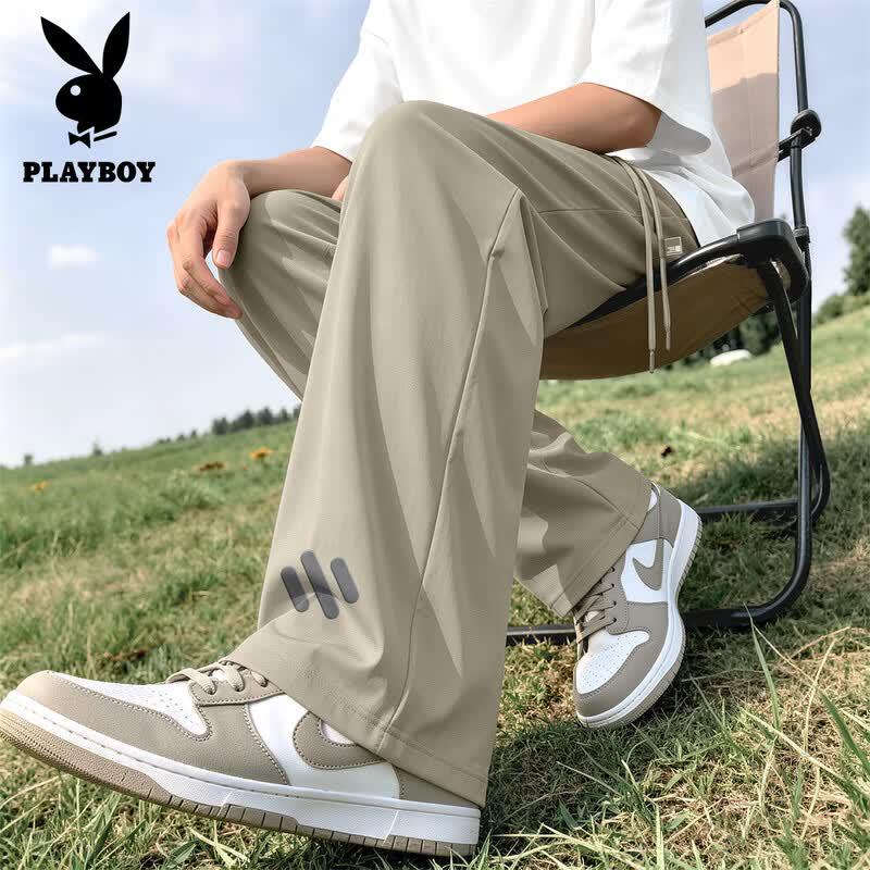 PLAYBOY Men's Ice Silk Quick Dry Straight Leg Casual Pants