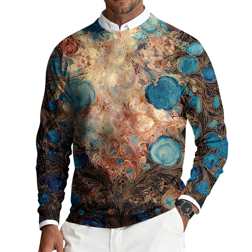 Herren Rundhals Langarm Rippstrick Pullover