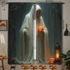 2 Stück- Halloween Skelett Geist Pocopied Blumenvorhänge Stangentaschenvorhänge Heimdekorationen Raumdekorationen
