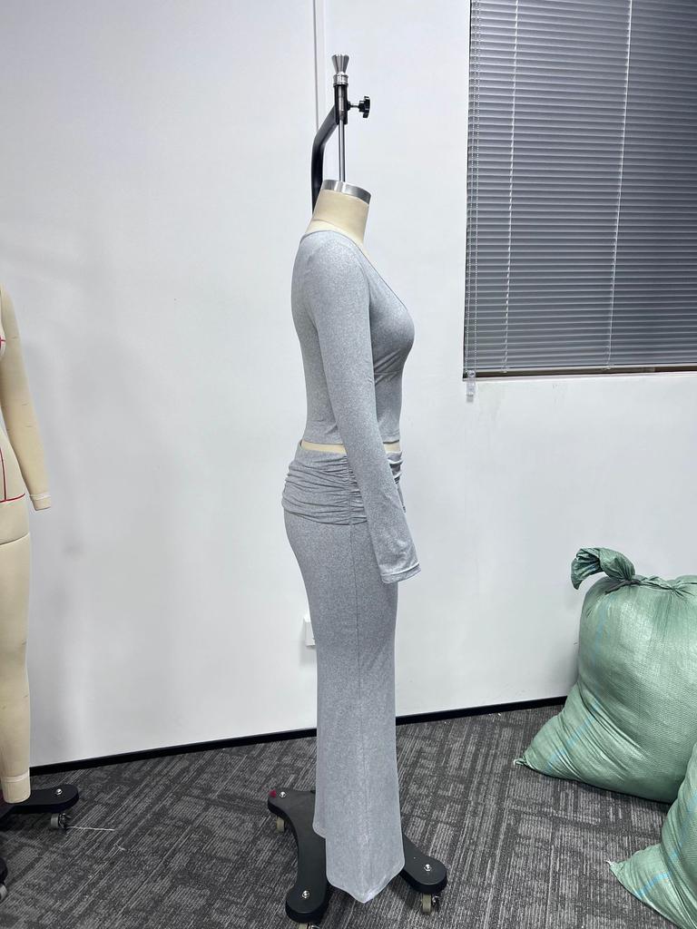 Autumn Women Deep V Neck Flared Pants Sport Casual Set For Women